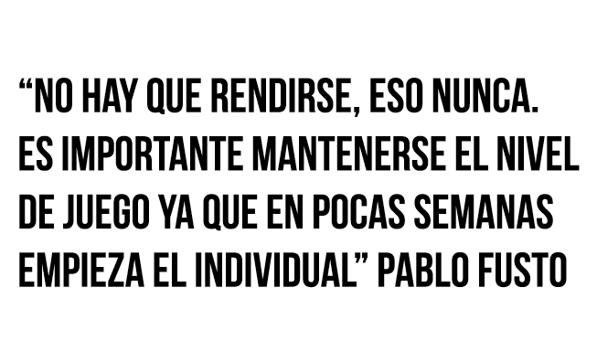  No hay que rendirse, eso nunca  Es importante mantenerse el nivel de juego ya que en pocas semanas empieza el indivi   