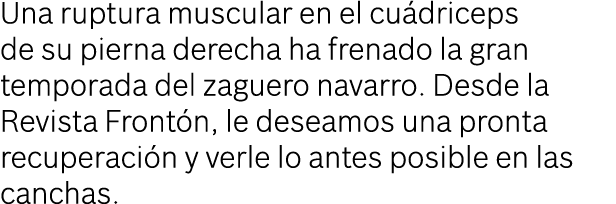 Una ruptura muscular en el cu driceps de su pierna derecha ha frenado la gran temporada del zaguero navarro. Desde la...