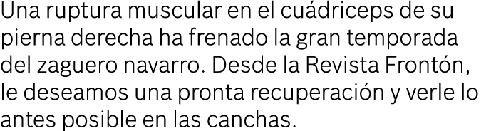 Una ruptura muscular en el cu driceps de su pierna derecha ha frenado la gran temporada del zaguero navarro. Desde la...