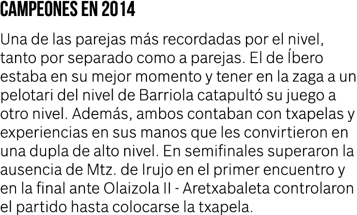 Campeones en 2014 Una de las parejas m s recordadas por el nivel, tanto por separado como a parejas. El de bero esta...